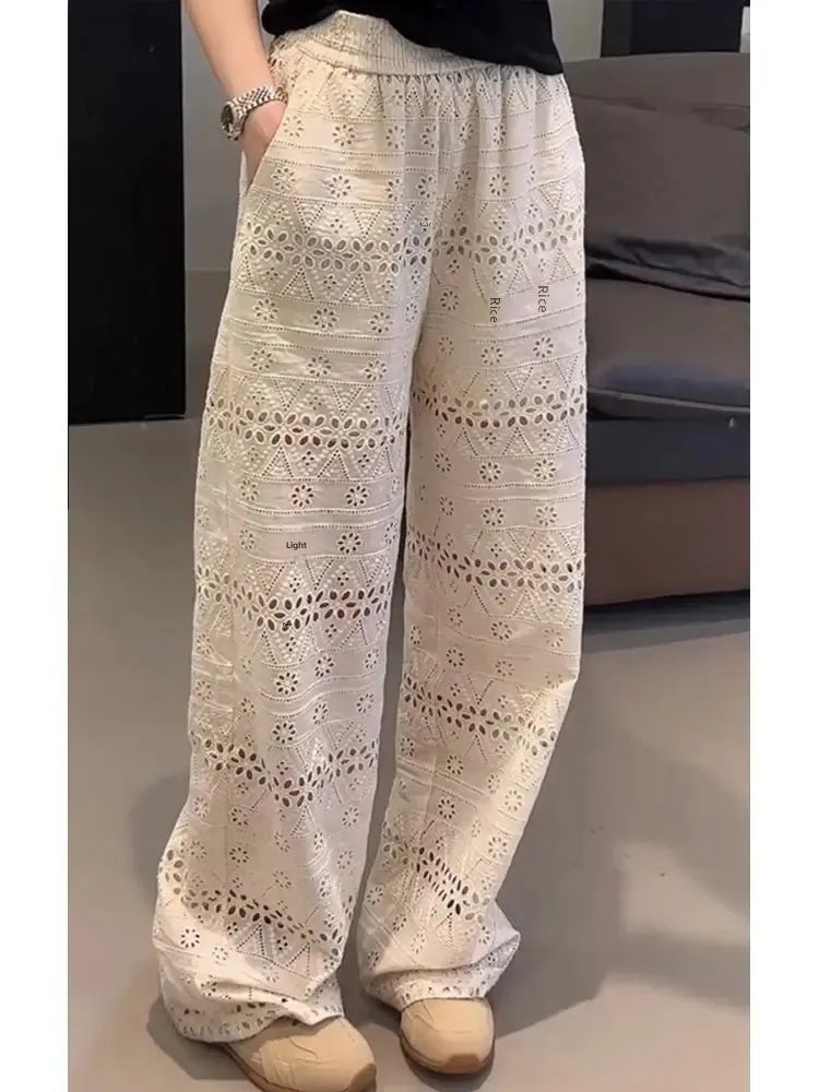 Women Wide Leg Summer Trousers High Waist