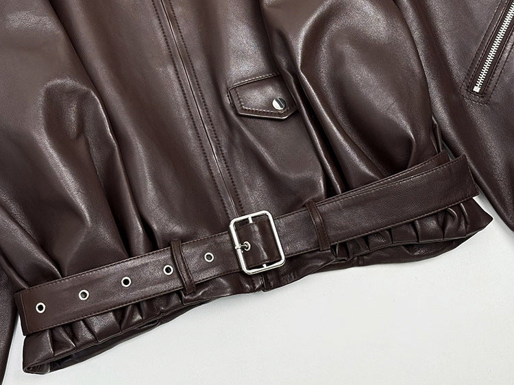 Women Oversized Leather Motorcycle Jacket