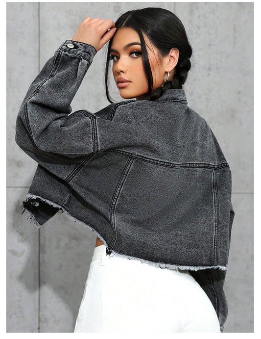 women Drop Shoulder Denim Jacket