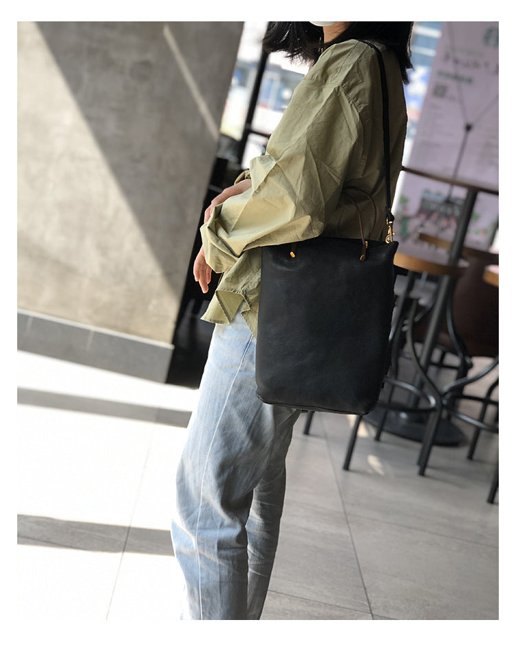 Genuine Brown Office Tote with Adjustable Strap