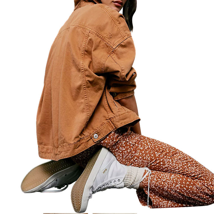 Oversized Light Wash Drop Shoulder Denim Jacket