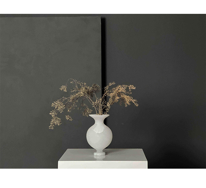 Spanish Real Marble Flower Vase Ornaments Decorative for Living Room & Hotel