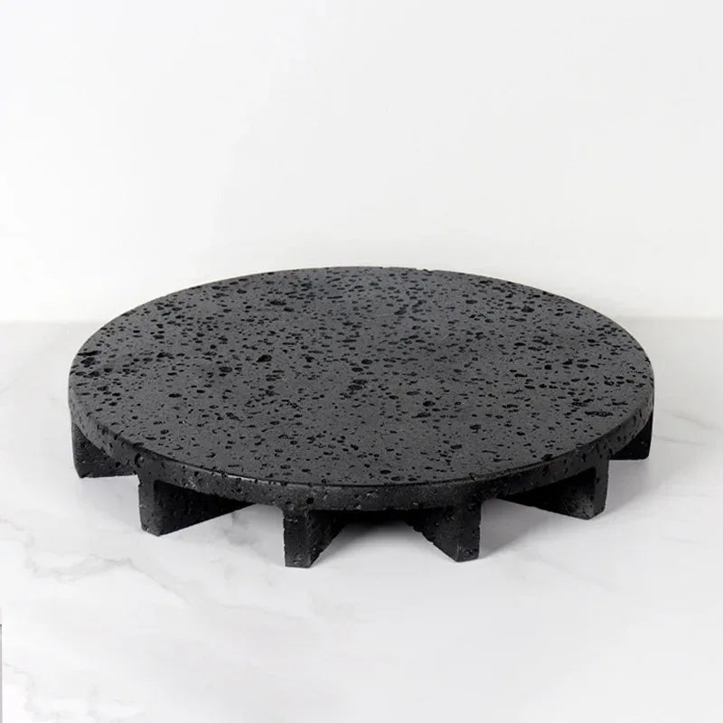 Round Marble Fruit Plate Tray Natural Stone Serving Platter