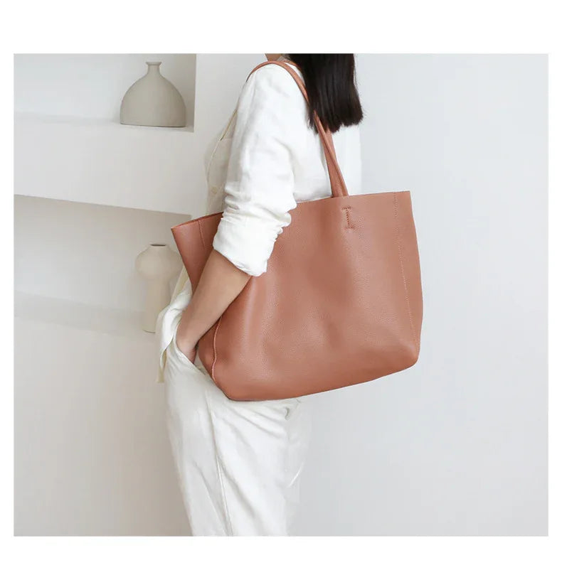 Women Leather Tote Bag Office Shoulder Purse