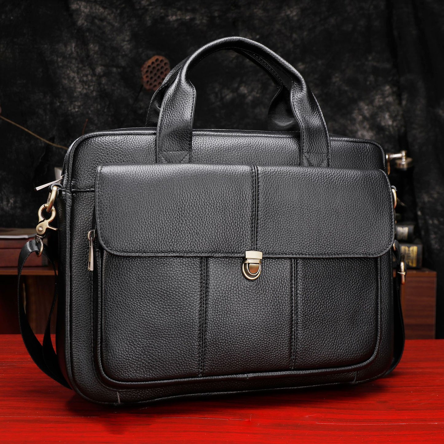 Laptop Leather Briefcase Business Shoulder Bag