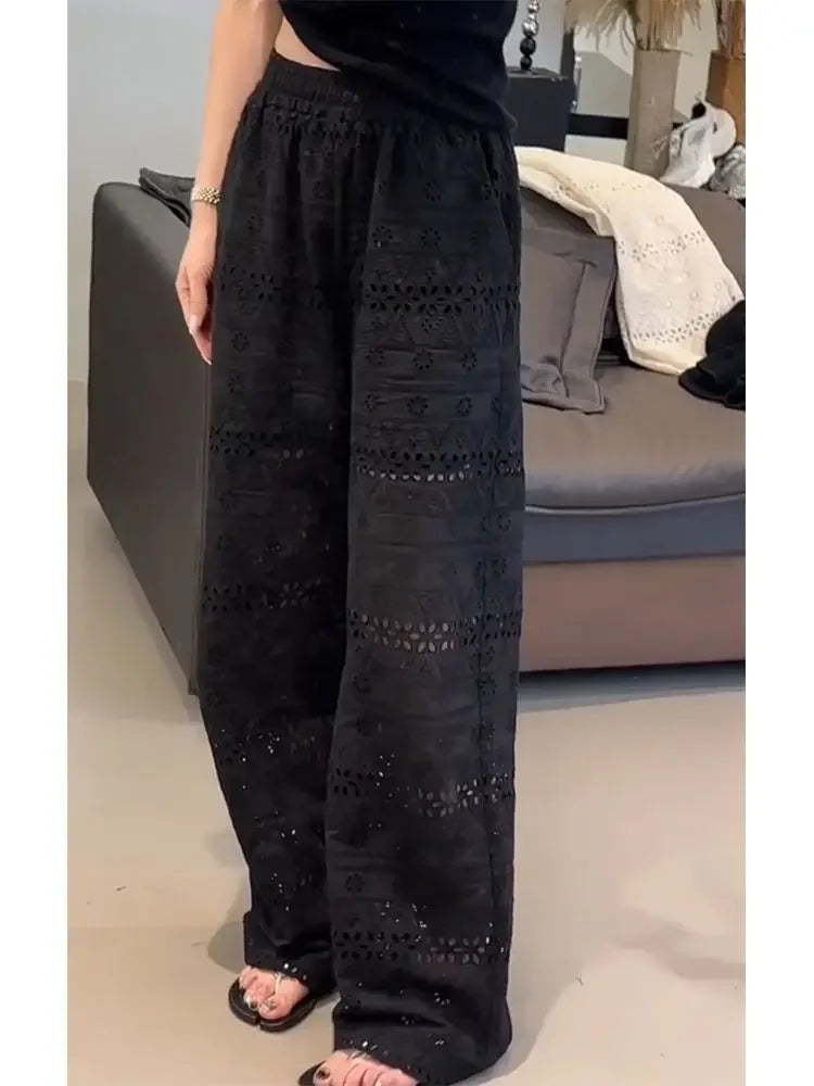 Women Wide Leg Summer Trousers High Waist