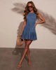 Sleeveless Pleated Waist Denim Mini Dress