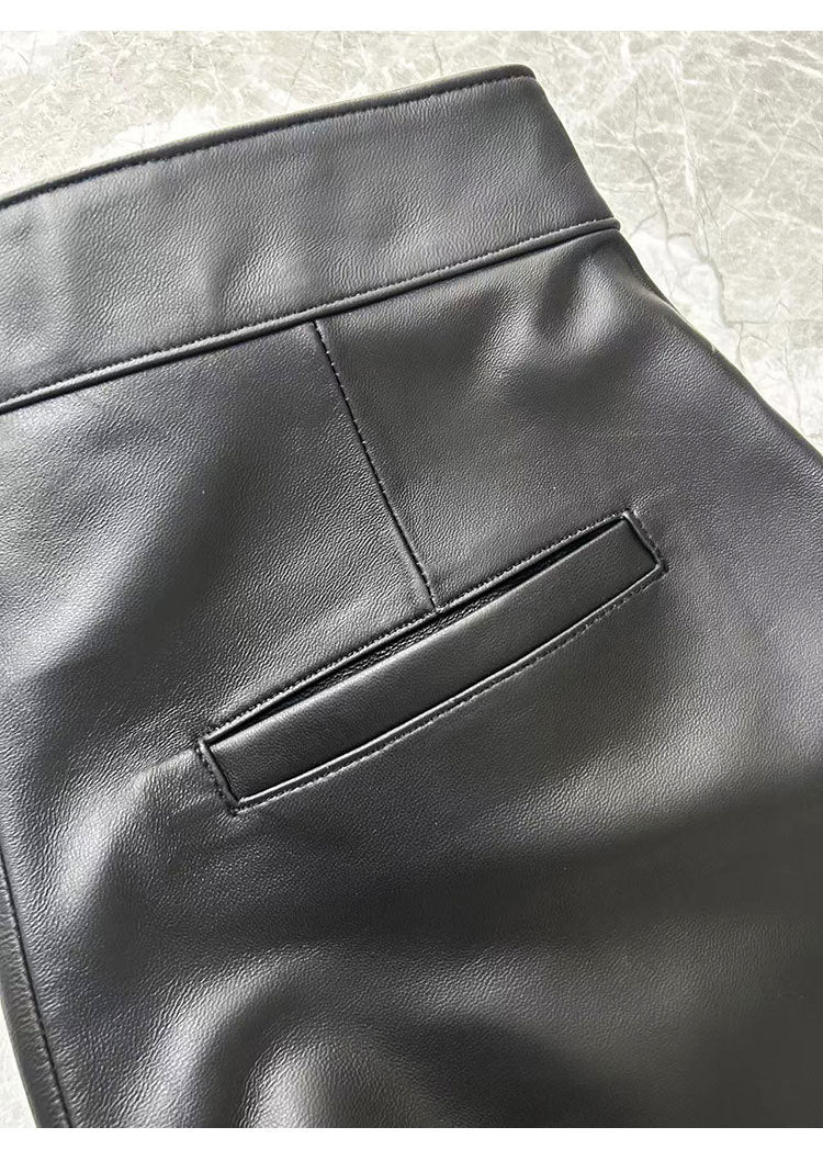 High Rise Leather Elephant Style Pants Straight Leg Midi Culotte