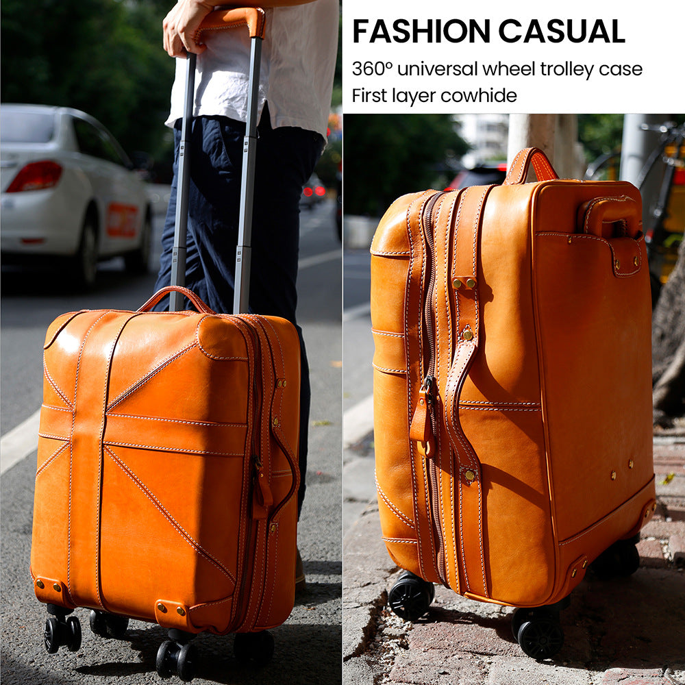 Genuine Leather 20 Inch Airline Cabin Trolley Bag Luggage