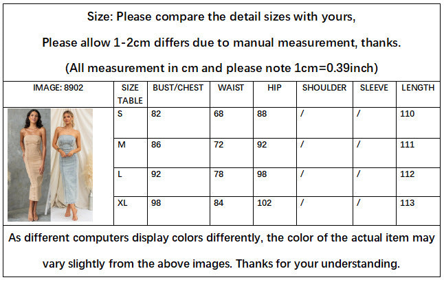 Women Slim Strapless Denim Midi Dress Bodycon