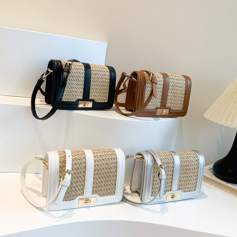 Small Woven Straw Crossbody Bag Summer Beach Purse