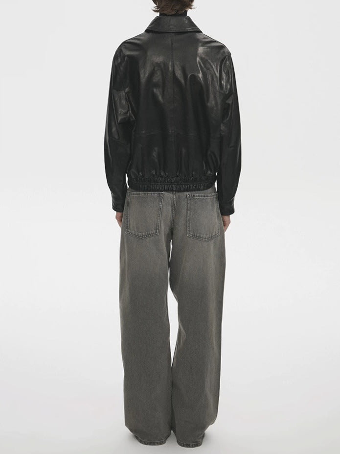 Women Leather Motorcycle Jacket Waxed Moto Jacket