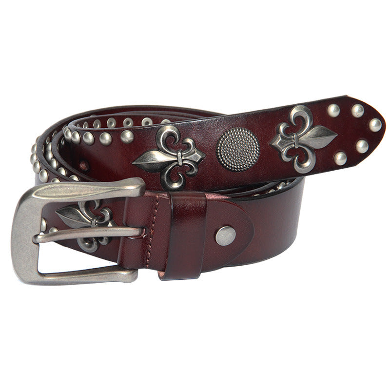 Studded Punk Leather Belt With Rivets