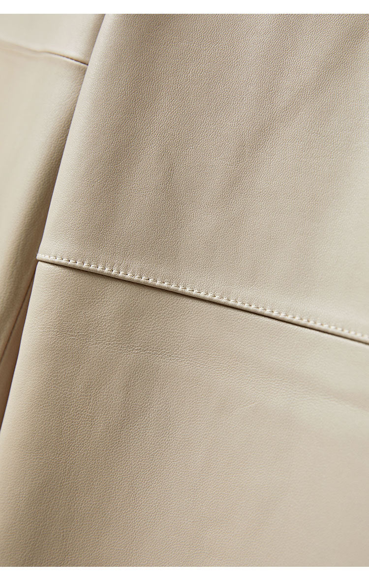 High Rise Leather Elephant Style Pants Straight Leg Midi Culotte
