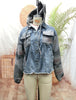 Oversized Hooded Patchwork Jean Jacket Western Aztec