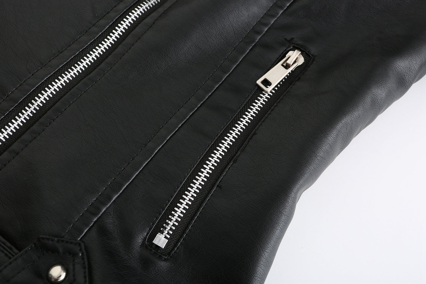 Women’s Faux Leather Motorcycle Jacket with Belt