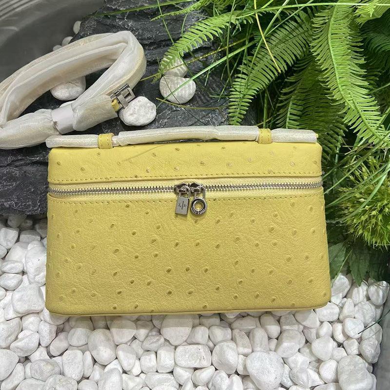 Genuine Leather Small Handbag with Ostrich Pattern