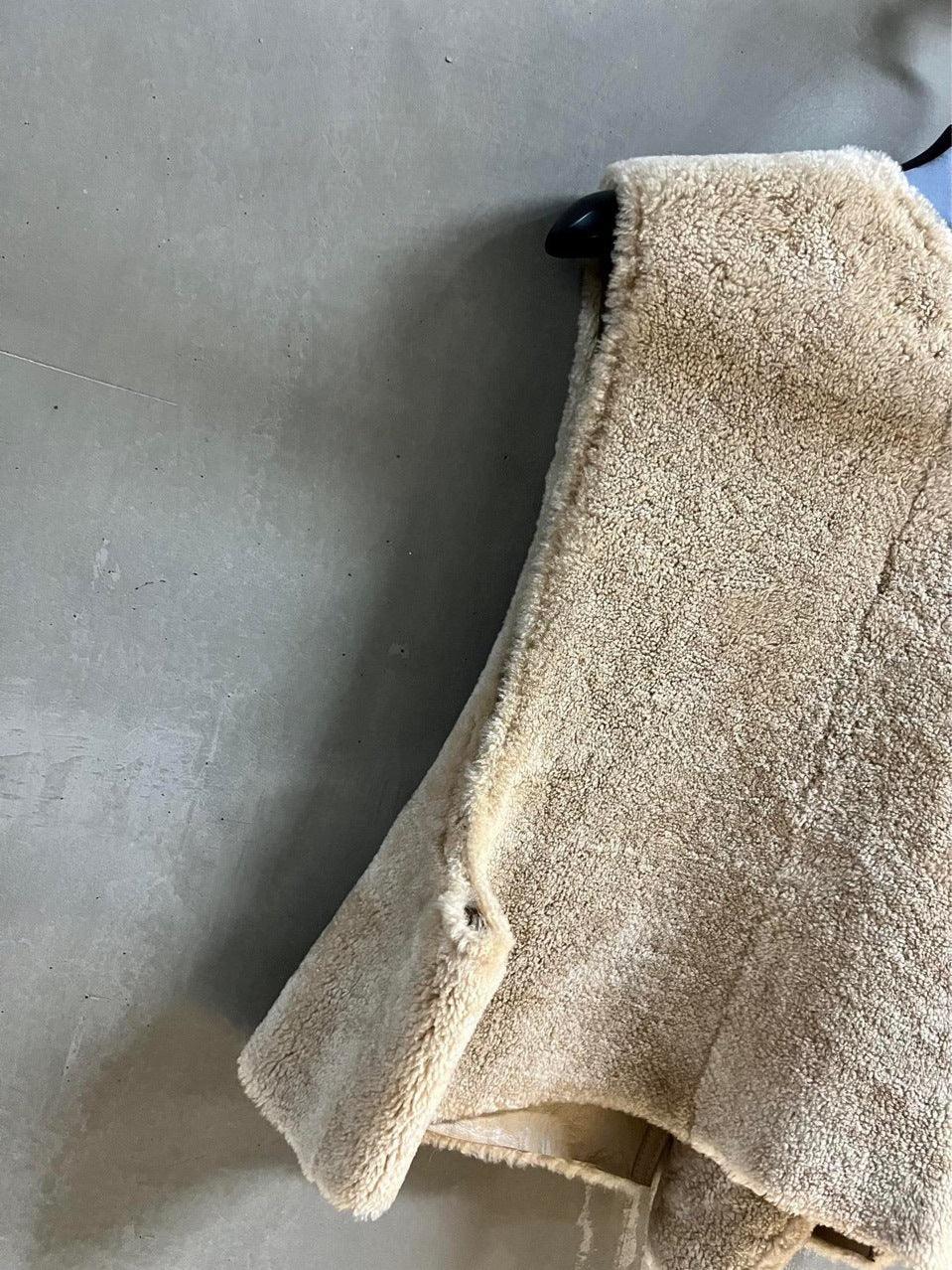 Women’s Merino Fur Vest Shearling Sleeveless Jacket Gray Winter Outerwear