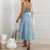 Button Front Sleeveless Denim Overall Dress for Women