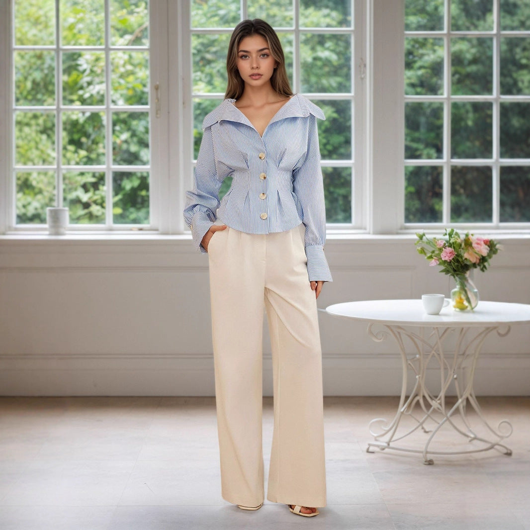 puff sleeve blue shirts for women