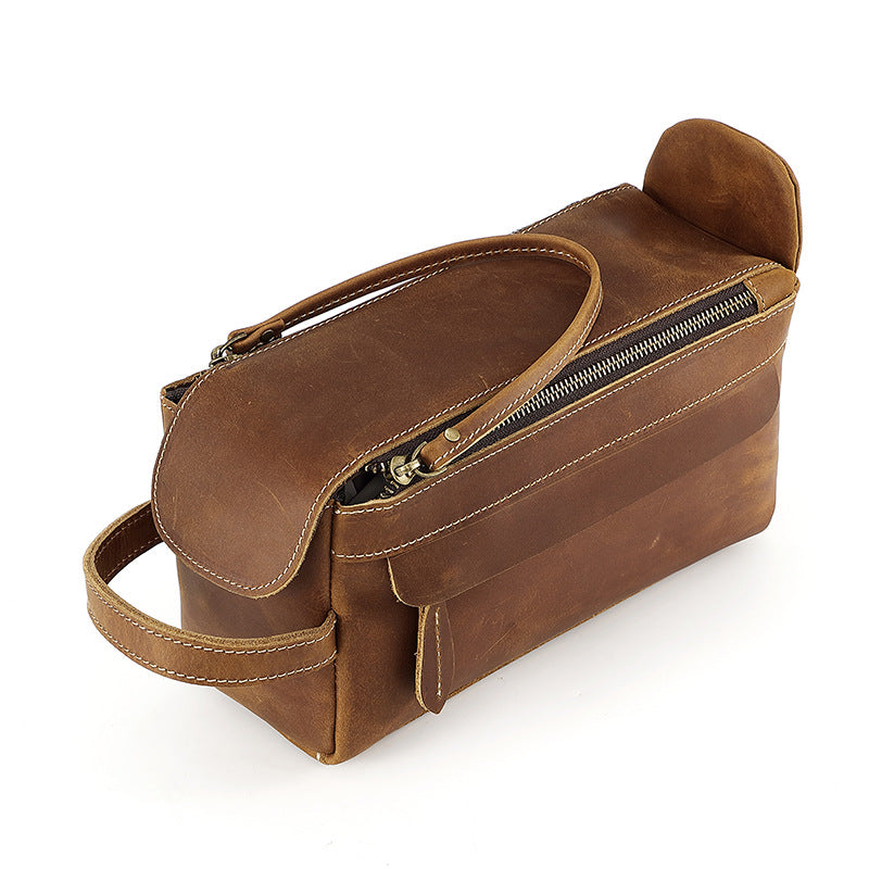 mens toiletry bag real leather
