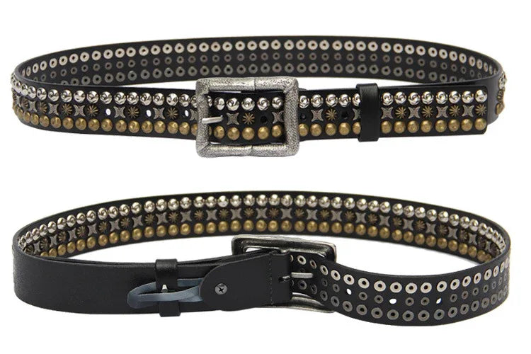 Genuine Leather Belts with Studs Rivet