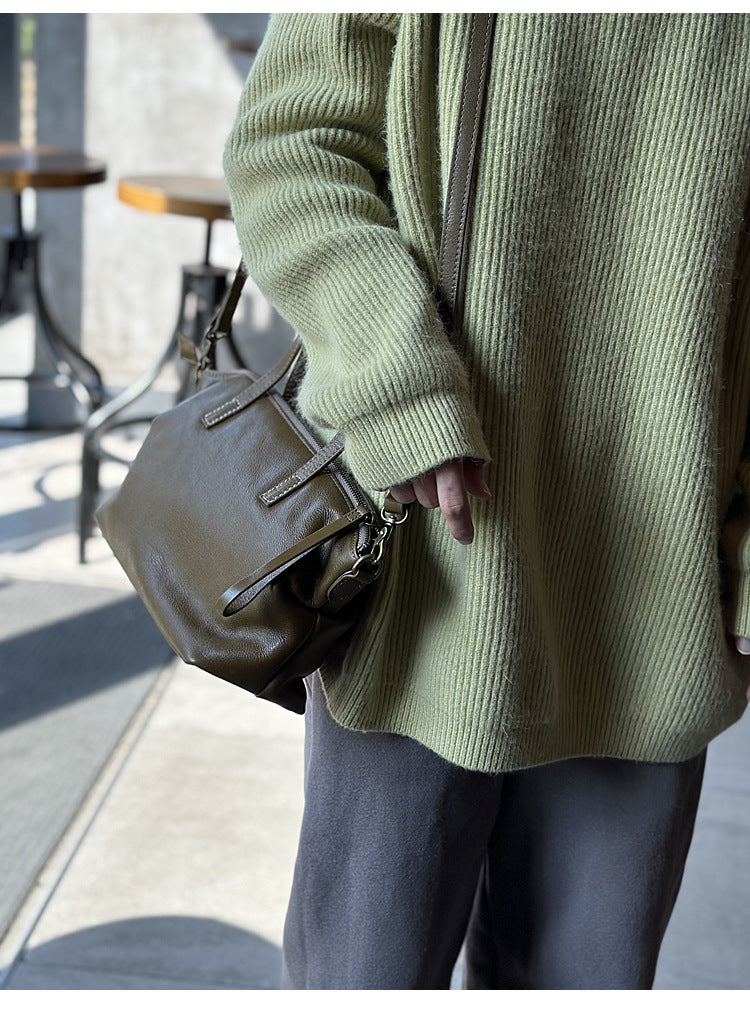 Genuine leather Dumpling messenger bag