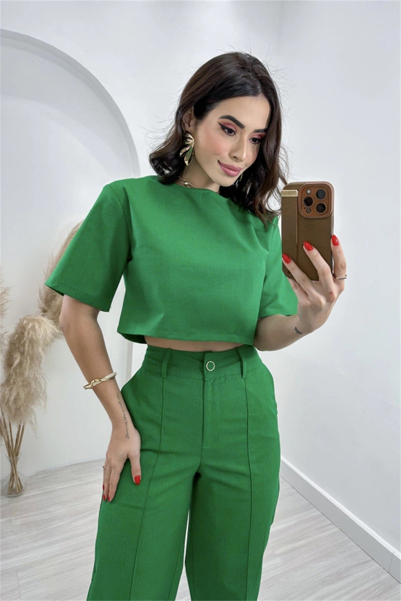 Women's Long Wide Leg Pants And Top