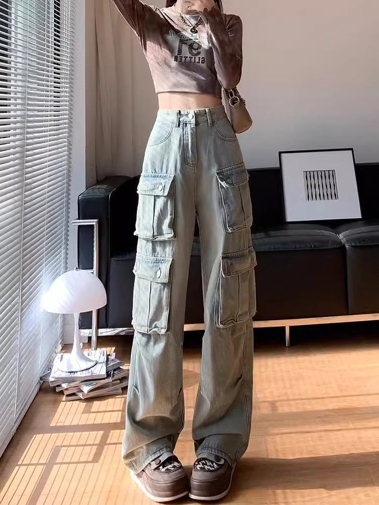 Women’s Loose Fit Cargo Denim Jeans