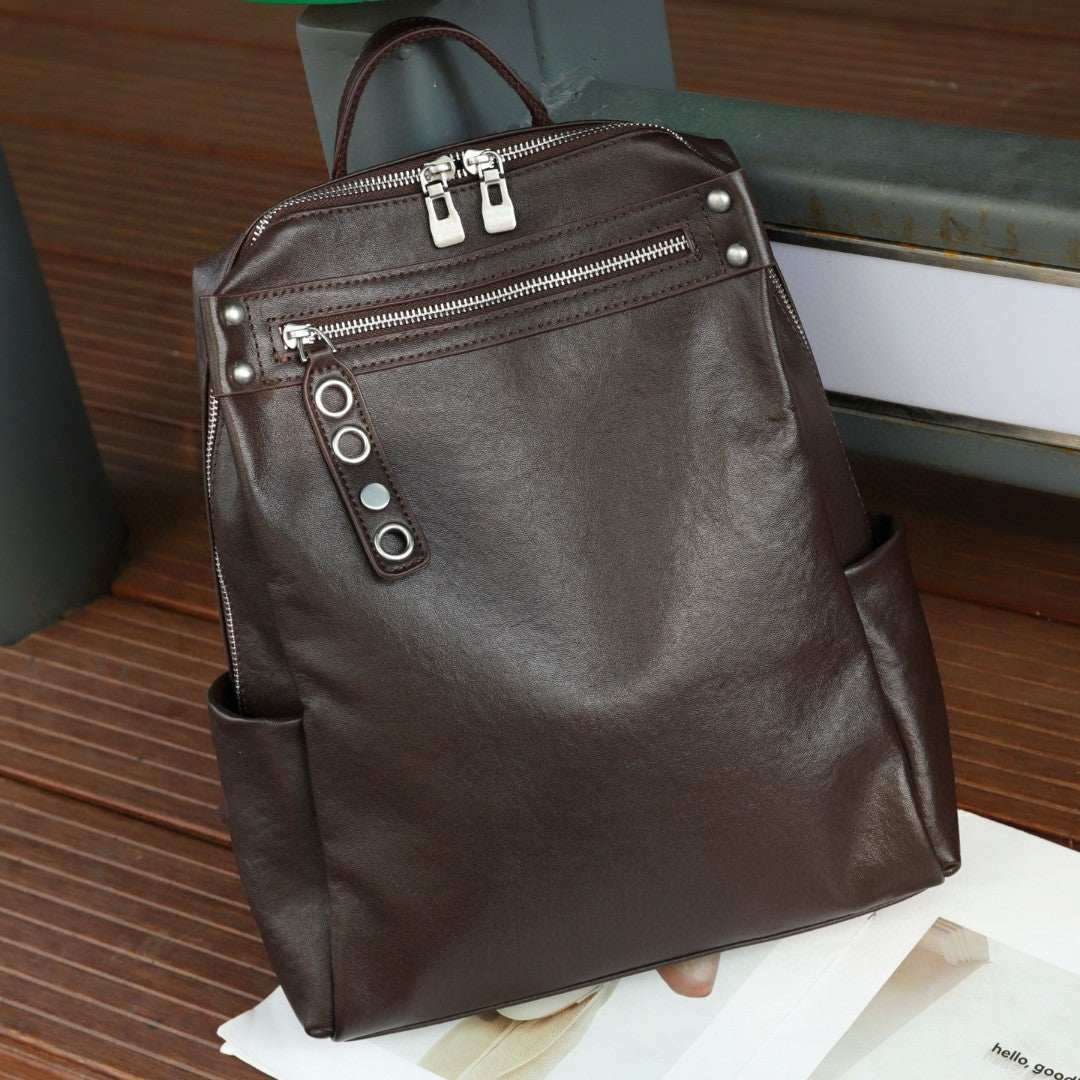 small leather backpack for women