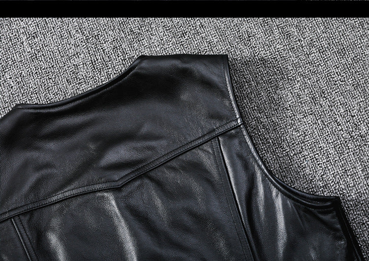 Biker Leather Vest Men Slim Fit Motorcycle Vest