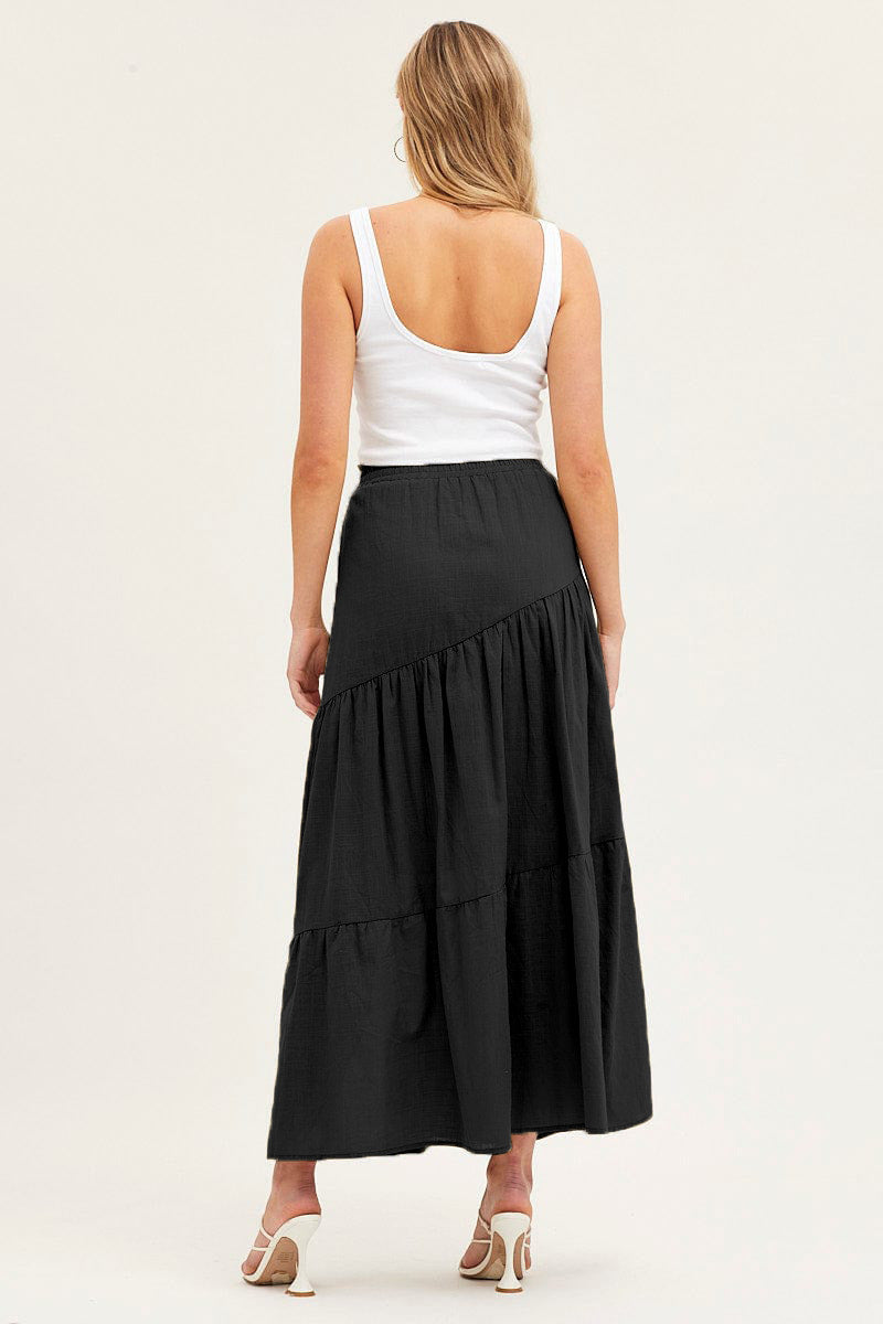 long pleated skirt Ruffle Hem Knot
