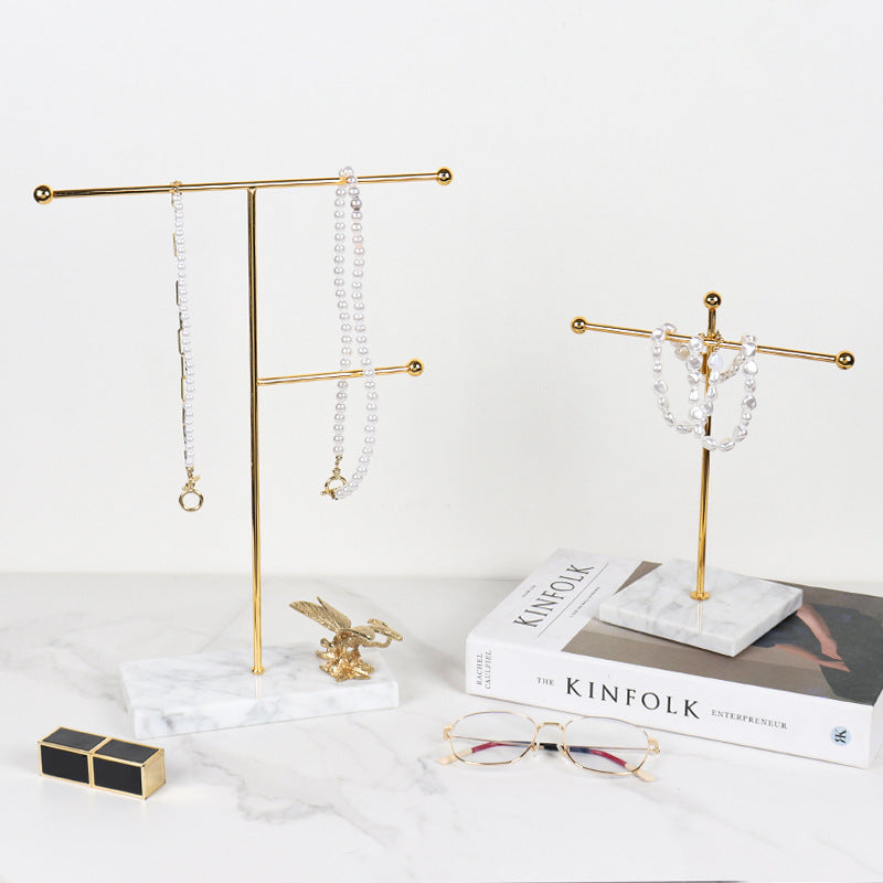 Nordic Gold Marble Jewelry Stand Necklace & Bracelet