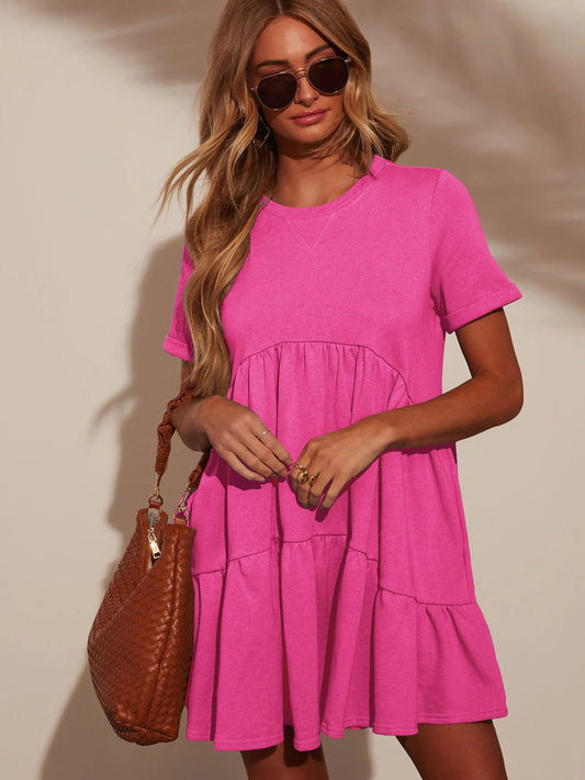 Brighter Days Pink Tiered Mini Dress Short Flowy