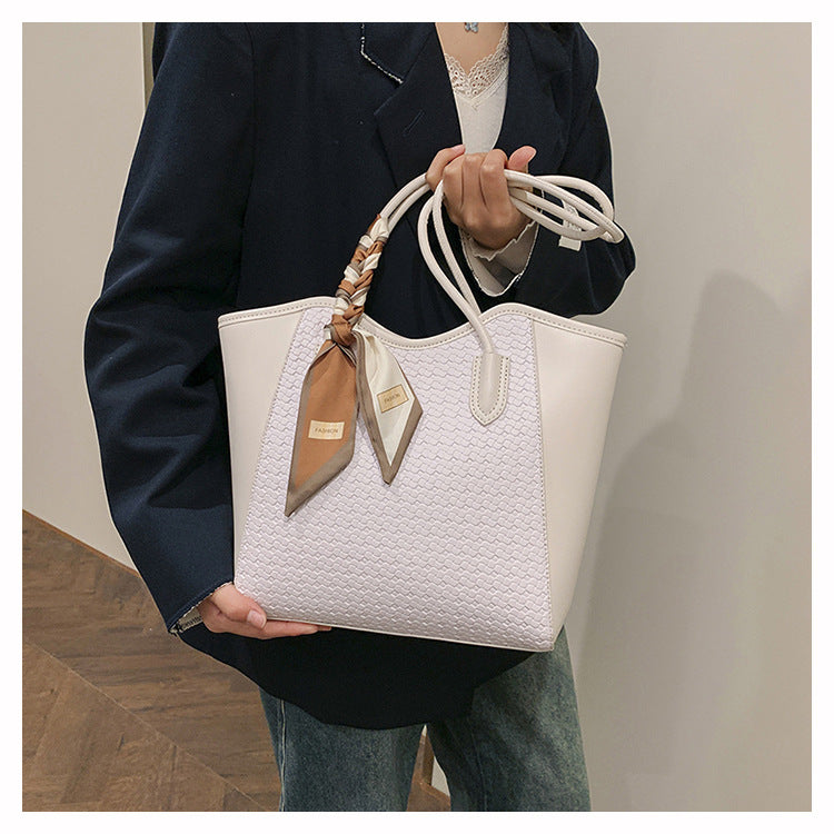 Women’s Texture Leather Shoulder Tote Bag Large Capacity