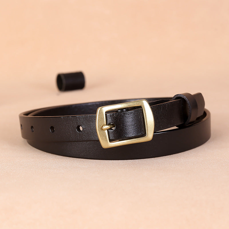 Genuine Leather Slim Belt for Women