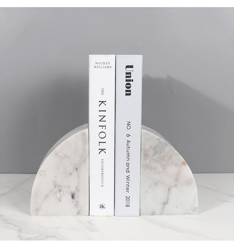 Modern Natural Marble Bookends for Home Office and Living Room