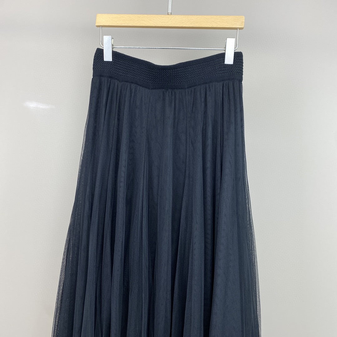 Women’s Cashmere Mesh Patchwork Long Midi Skirt