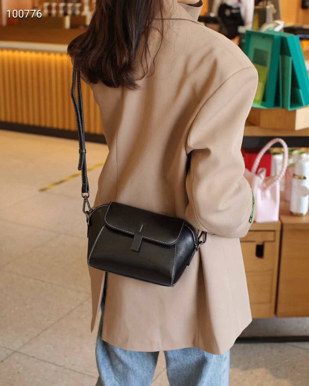 women small genuine leather crossbody bag