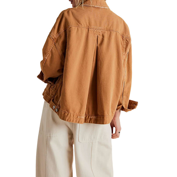 Oversized Light Wash Drop Shoulder Denim Jacket