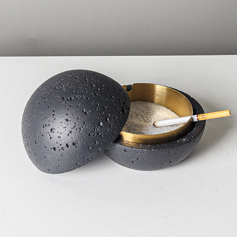 Nordic Design Volcanic Stone Spherical Cement Ashtray Home & Hotel