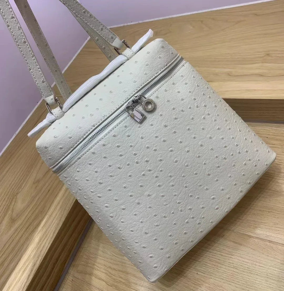 Backpack Women Ostrich Pattern Genuine Leather Handbag