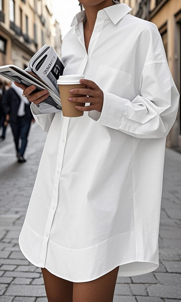 Plain White Extra Long Women's Shirt