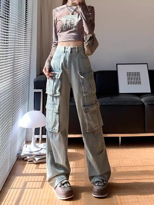 Women’s Loose Fit Cargo Denim Jeans