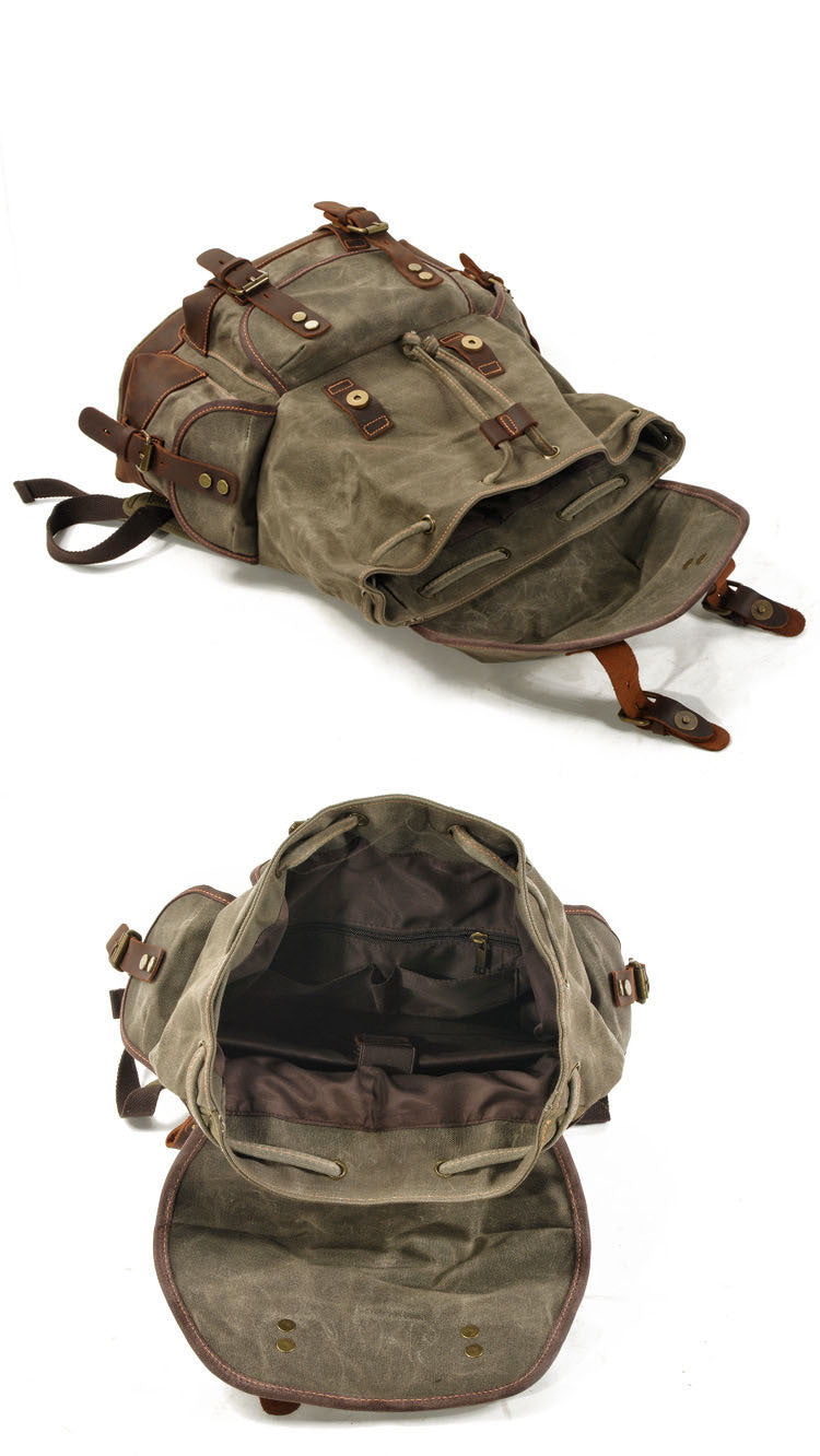 Vintage Canvas Backpack with Leather Trim for Everyday Travel