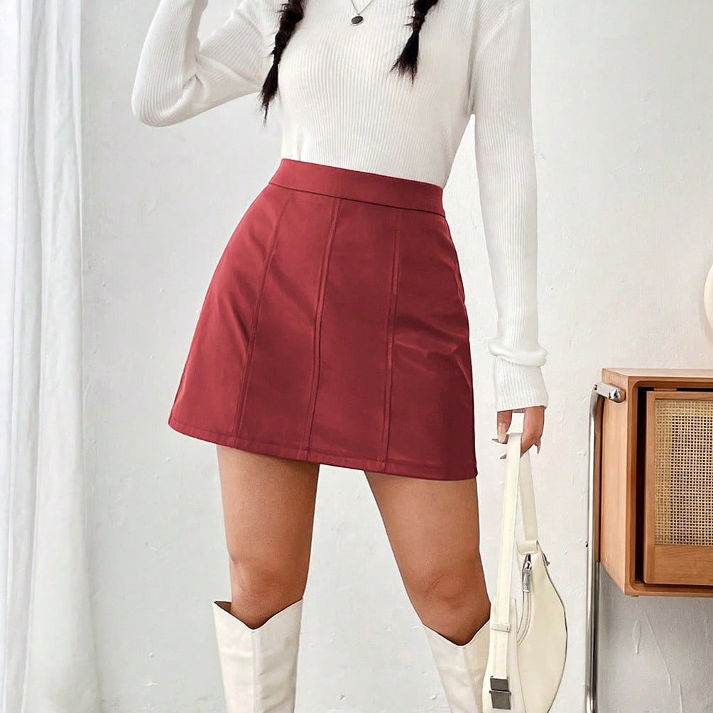 Women's faux Leather A-Line Mini Skirt