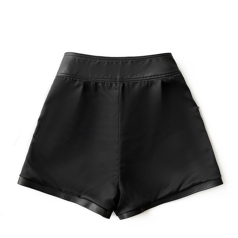 Women’s Leather High Waist Shorts Wide Leg