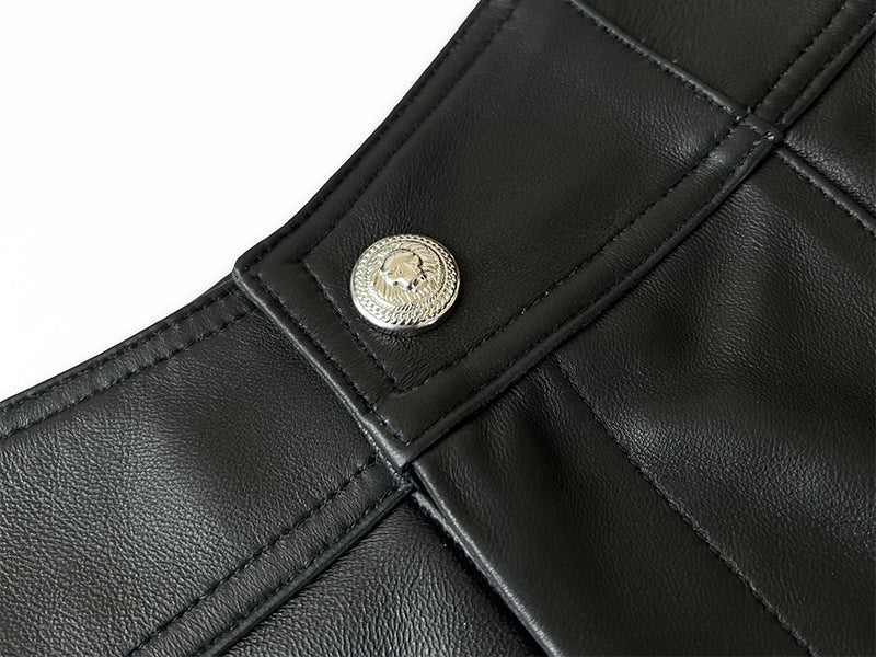 Women’s Leather High Waist Shorts Wide Leg