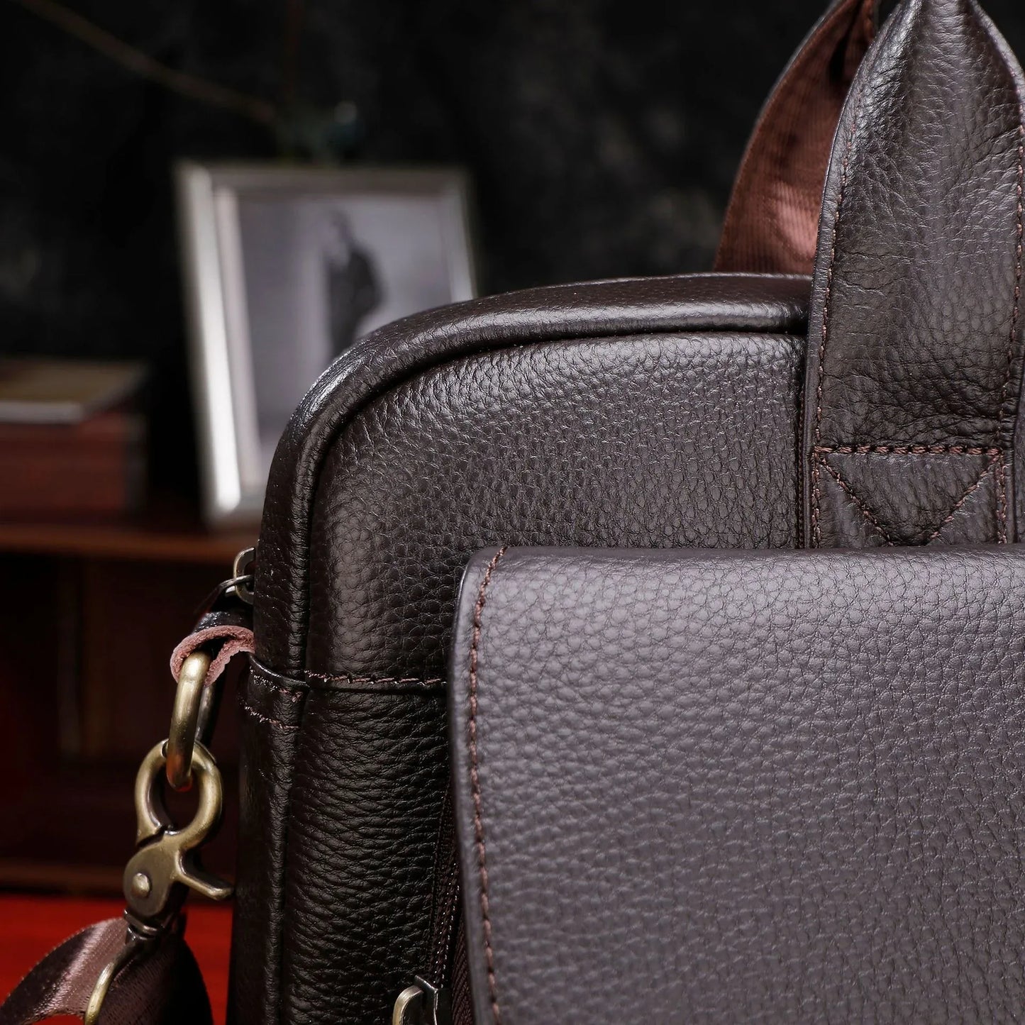 Laptop Leather Briefcase Business Shoulder Bag