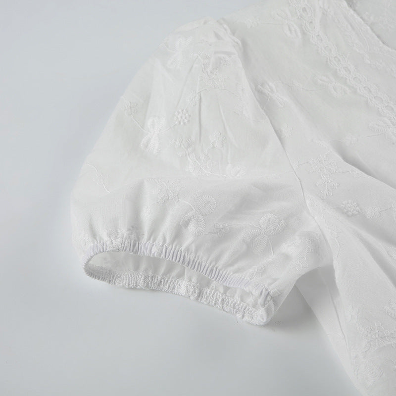 Tie Neck Short Sleeve Blouse